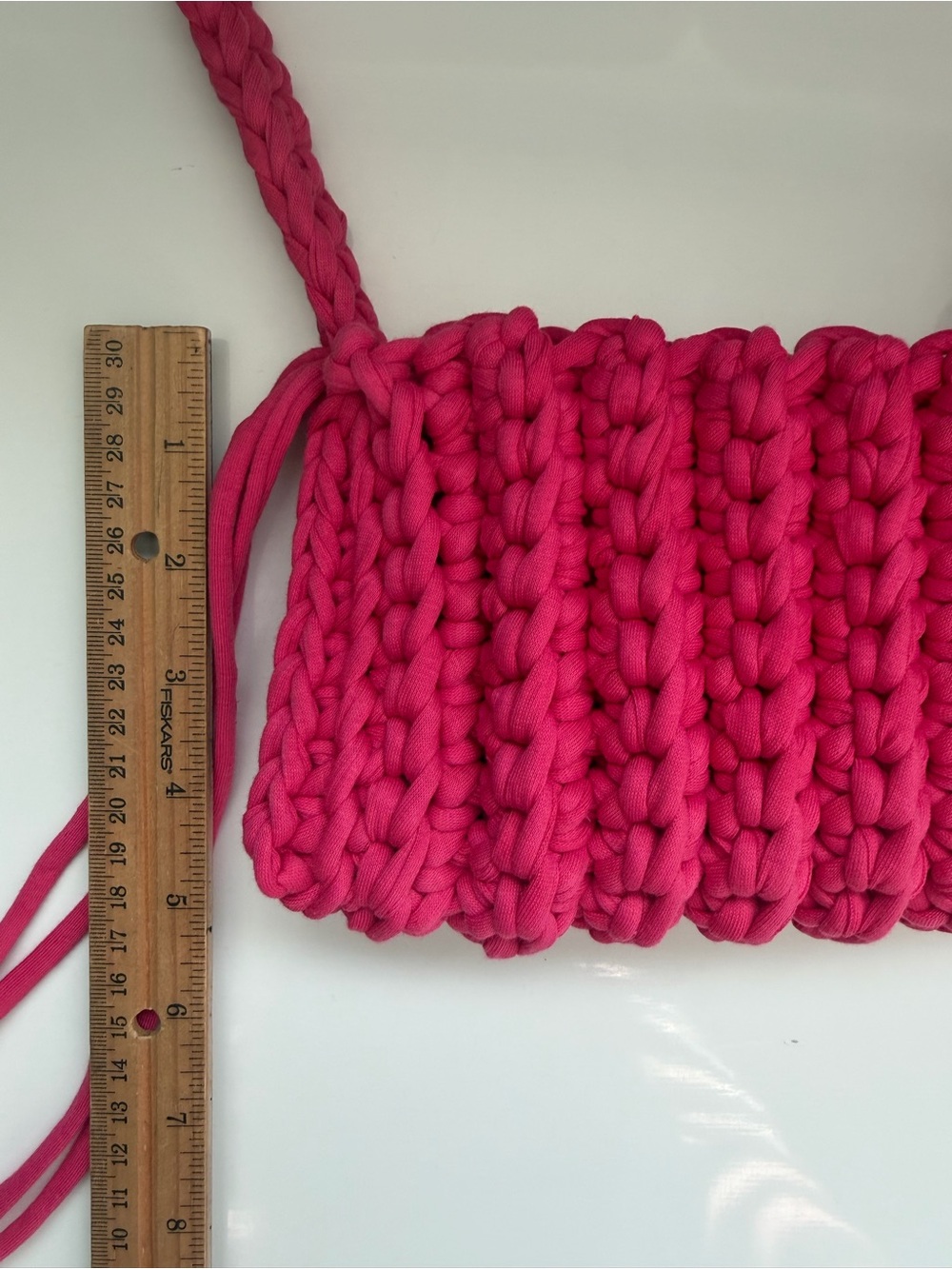 Handmade Hot Pink Crochet Crossbody Bag - Picture 4 of 10